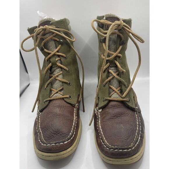 Vintage Sperry Olive and Brown High-Top Athletic Shoes - Picture 3 of 12